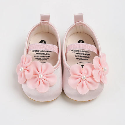 Baby girl shoes, princess children's shoes, soft soled anti slip pearl flower dress, children's shoes, first step 0-18M