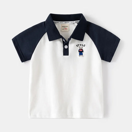 2025 Summer New Boys' Short sleeved T-shirt Korean Version Baby Collar Sleeve Polo Shirt Fashion Children's Short sleeved Top Tr