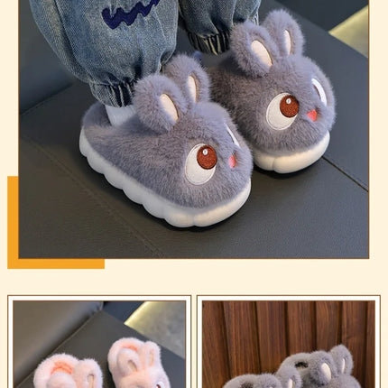 2024 New Cute Rabbit Children's Cartoon Winter Slippers Comfortable Warm House Shoes Boys Girls Indoor Home Fluffy Slippers