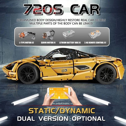 Mould King 13145s High-Tech Car Toys The MOC-46762 RC APP Motorized 720S P1 Car Model Building Blocks Toys Kids Christmas Gifts