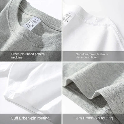 2pcs Solid Color T-shirt 100% Cotton Men Women White O-Neck Loose Short-sleeved Basic Models All-match T-shirt Couple Tops Black