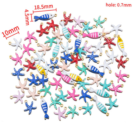 20pcs Stainless Steel Small Starfish Fish Enamel Pendant for DIY Jewelry Making Accessories Findings Ocean Necklace Earrings