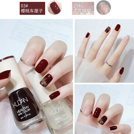 8ml Water-based Nail Polish No Baking Long Lasting Semi-permanent Quick Dry non-peelable Nail Varnish DIY Fashion Manicure