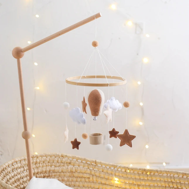 Hot Air Balloon Baby Rattle Toys Wooden Mobile Musical Bed Bell Hanging Toy 0-12 Month Newborn Infant Crib Gift Holder Brackets