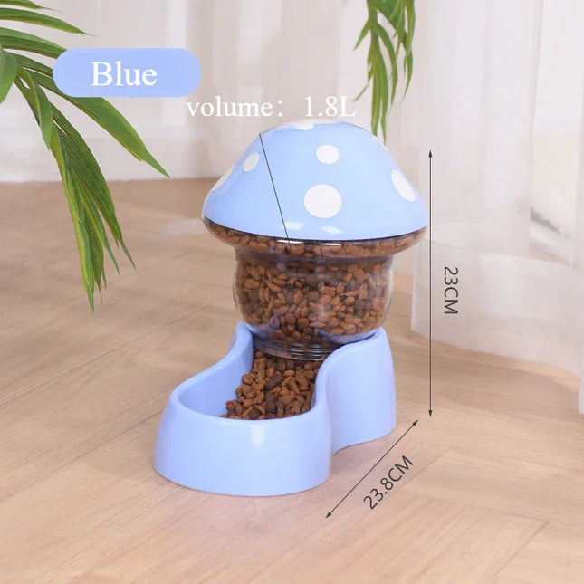 New Cat Pet Automatic Feeder Water Dispenser Cute Mushroom Large Capacity Food Container Pet Bowl Water Storage Device Supplies