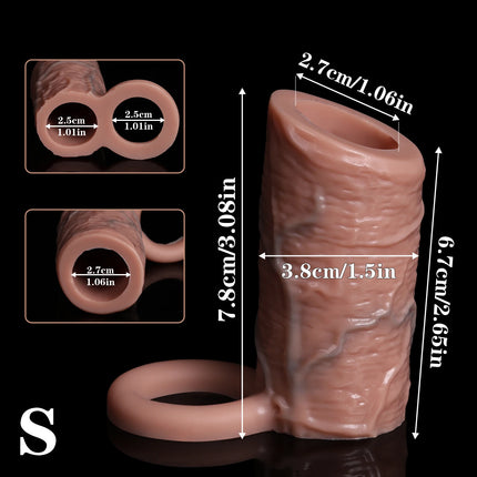 Thicken Cock Sleeve Lock Sperm Penis Ring Adult Men Sex Toy Enlarged and Soft Silicone Dick Sleeve Enlargement Sexy Toy Male 18+