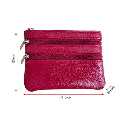Women Men Leather Coin Purse Wallet Clutch Double Zipper Small Change Soft Bag Mini Card Cash Holder Dollars Pocket