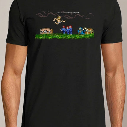 Men'S Ghosts N Goblins Retro Video Game T-Shirt 100% Vintage Pixel Art Tee with Iconic Characters Men's T-shirts for Summer