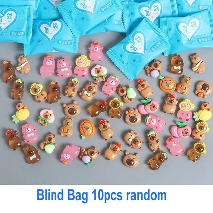 10pcs Cartoont Capybara Blind Bag Simulation Animal Model Toy Mini Blind Box Toy Miniature Animal Surprise Blind Bag Kid Gift