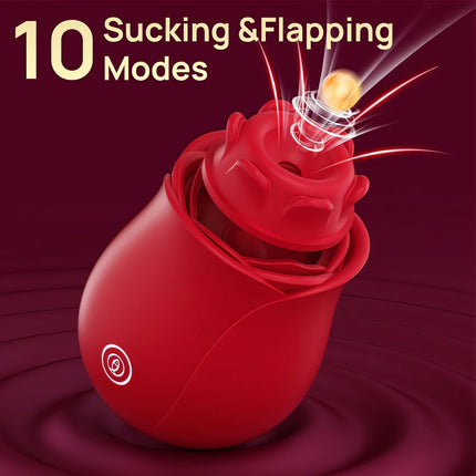 2in1 Rose-Sucking Vibrator for Women Flapping Tapping Rose Sex Toy Nipple Clitoral Lick Vibrating Massager Female Masturbator