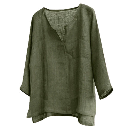 New Men's Summer Spring Long Sleeve Loose Solid Color Casual Long Sleeve Cool V-neck Shirt Tops Size S-5XL
