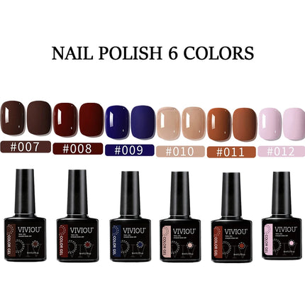 VIVIOU 12Solid Color Nail Polish Phototherapy Glue Set Professional Nail Shop Special Kit Nail Art Semi Permanent UV LED Gel Kit