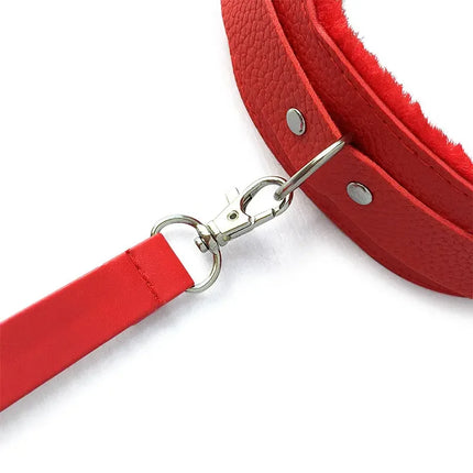 BDSM Sex Toys PU Leather Plush Neck Collar with Chain Leash for Woman Restraint Fetish Dog Slave Erotic kit Flirting Couples