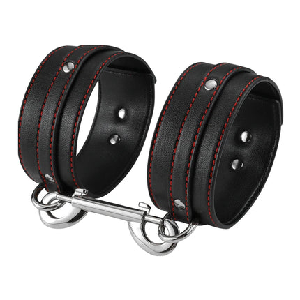 XXOO Erotic Tied Bondage Kits Sex Slave Restraint Set Ankle Cuffs Handcuff Collar Gag Whip Blindfold Genuine Leather Suit