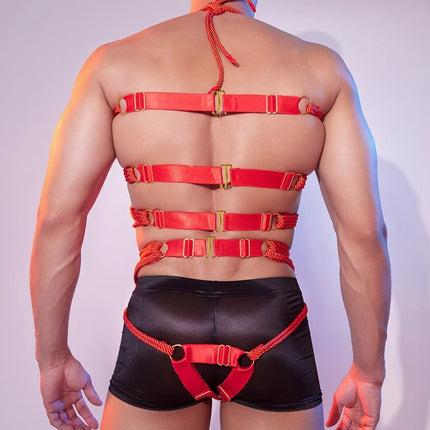 Men Sexy Binding Rope Clothes Metal Sm Game Props Sexy  Erotic Underwear Gays Lingerie Hollow Adjustable Erotic Jockstrap String