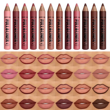 Waterproof Matte Lipliner Pencil Brown Contour Tint Lipstick Pen Long Lasting 6 Color Wooden Lip Liner Pencil Full-lip Makeup