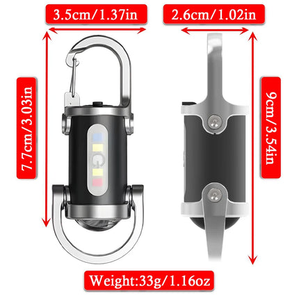 Rechargeable LED Keychain EDC Light Mini Handheld Flashlights Waterproof Work Lantern for Outdoor Camping Fishing Emergency