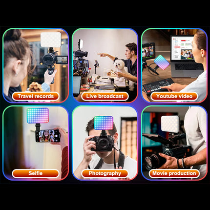 LED Video light, 2500K-6500K RGB selfie light, iPhone-CRI 97+, 2200mAh camera light, 3CCT/RGB 360° full color /20 lighting effec