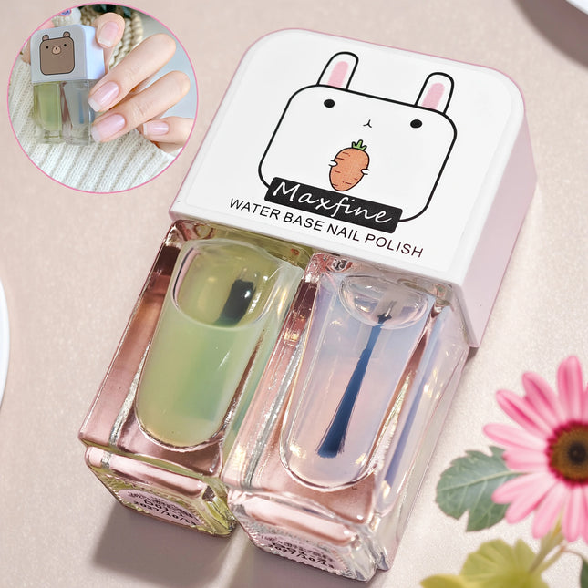 D01 water-based armor oil 2-Bottle Set No-Bake Nail Polish Quick-Dry Long-Lasting Peelable Water-Based Nail Polish Kit