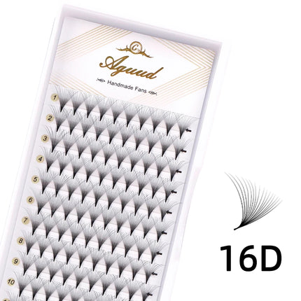 AGUUD 10 trays/lot Korea premade russian volume lashes super fans needle pointy stem narrow base promade fans eyelash extensions