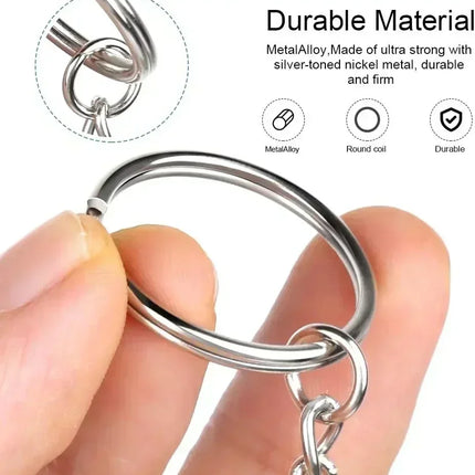 50-1000pcs Metal Blank Keyring Keychain Split Rings Keyfob Keyring Lobster Clasp Keychain Key Pendant Ring Stainless Steel Rings