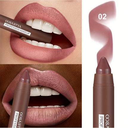 6 colors of matte crayon lipstick, long-lasting and waterproof, full effect, create perfect lip makeup