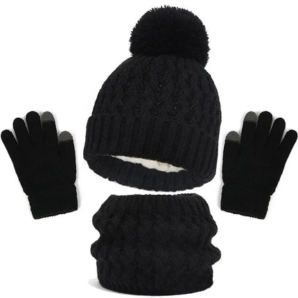 Kids Winter Hat Scarf Gloves Set Girls Knitted Scarf 3pc Set Childs Winter Warm Neck Scarves Beanie Cap For Boy Baby Gloves Suit