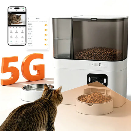 Large-capacity two-in-one smart pet feeder and water dispenser combination with dual-band WiFi camera APP  remote scheduled feed