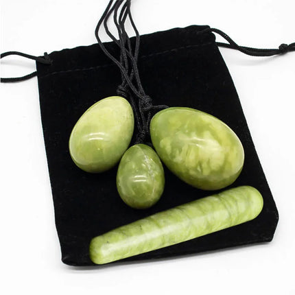 3pc/4pc Yoni Egg Women Kege Exercise Ball Set Natural Jade Stone Yoni Wand Train Pelvic Muscles Vaginal Massage Wellness Health