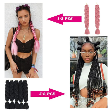 Solid color big braid European, American and African wigs extend 60cm 100g/piece for twisted box braided hair