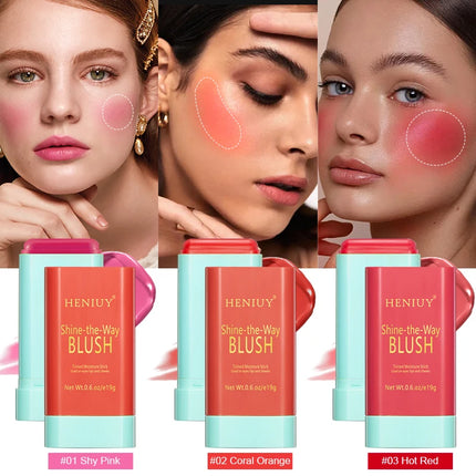 Tinted Mositure Blush Stick Face Pink Cream Cheek Blusher Cosmetics 3 in 1 Makeup Tubes used on eyes cheeks High color rendering