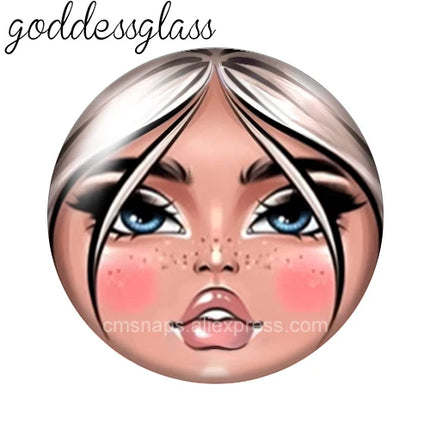 Matryoshka Doll Face Girl Sunglasses 12mm/18mm/20mm/25mm Round photo glass cabochon flat back Making findings Jewelry