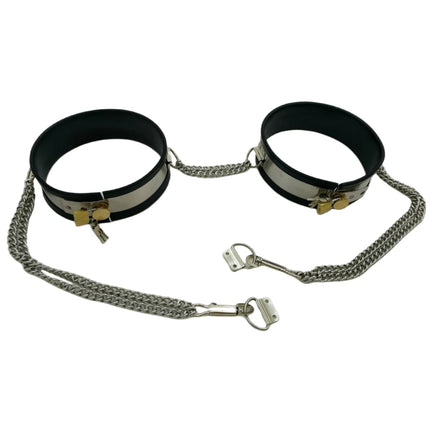Male Chastity Belt Pants Thigh Ring Cuffs BDSM Bondage Stainless Steel Metal Chastity Device Gear Erotic Sex Toys For Adults