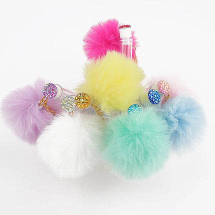 5pcs Gold Keychain Tube Eyelash Brush Eyebrow Comb Microbrush Lash Extension Micro Brushes Makeup Tool Fluffy Fur Ball Decorate