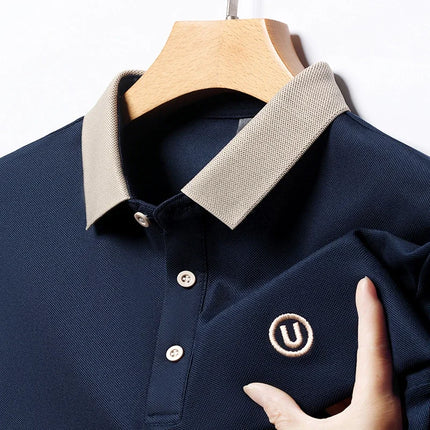 2024 Men's New Embroidered Cotton Business Casual Short Sleeve POLO Shirt Fashion Short Sleeve Comfortable and Breathable Top