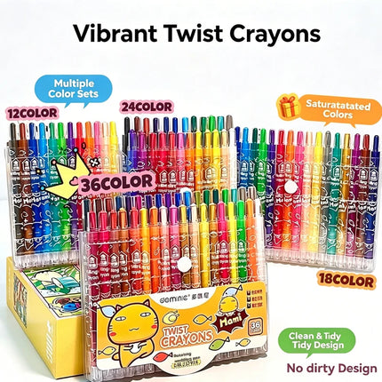 36/12 Pcs Rotate Color Crayola Set Washable Crayons for Kids Bulk Crayons for Arts & Crafts Back To School Art Supplies Crayons