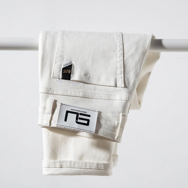 2023 Men White Jeans Fashion Casual Classic Style Regular Straight  Fit Soft Trousers Male  Advanced Stretch Pants
