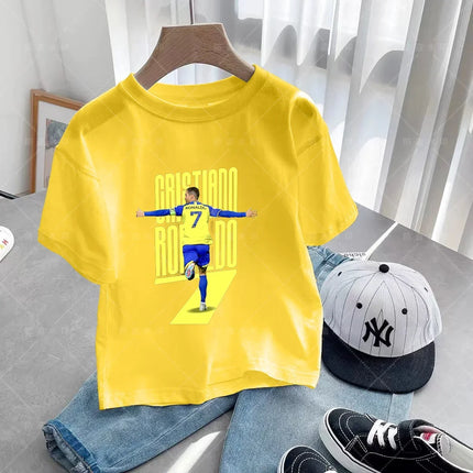 New Summer CR7 Print Cotton Boys Girls T-shirt Cristiano Ronaldo Clothing Fashion Outdoor Casual Fashion Sports Tees Top T-shirt