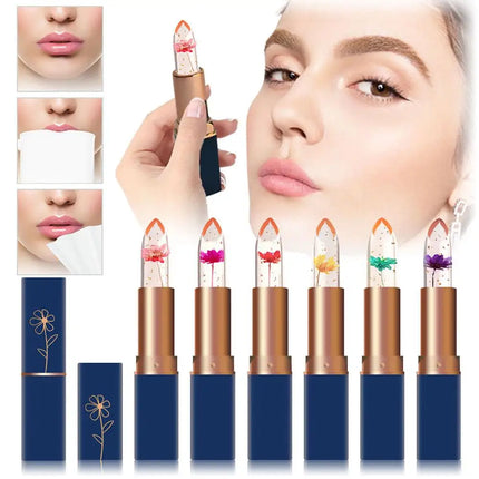 Temperature Color Changing Lip Balm Crystal Jelly Flower Lipstick Gloss Nutritious Lasting Moisturizing Non-Stick Cup Makeup New