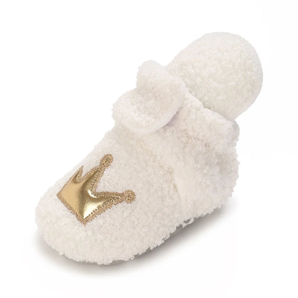 Fashionable Lamb Down Newborn Baby Girl Knitted Baby Soft Sole Shoes Toddler Shoes Warm and Non Slip First Walker