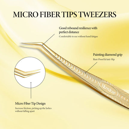 Merrdear Anti-Static Eyelash Tweezers Professional High Precision Volume Extension Stainless Steel Anti-slip Makeup Tool