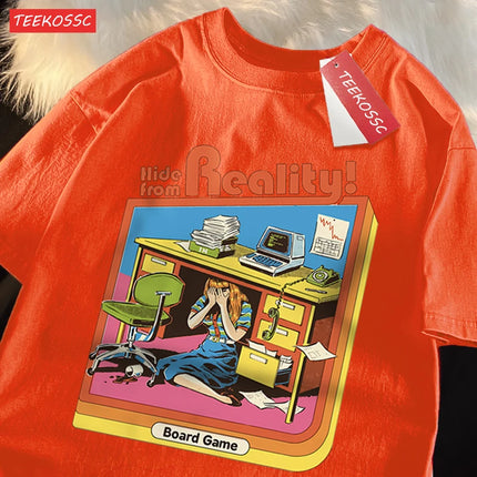 Hide From Reality Board Game Printing T Shirts Men Women Fashion Loose Cotton Tee Soft Summer Casual Oversized Tshirt Couple