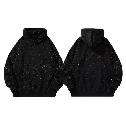 Loose Fleece-lined Hoodie Women's Autumn Winter New Fashion Korean Style Customizable Logo Group Wear Star-sprinkled Sweatshirt