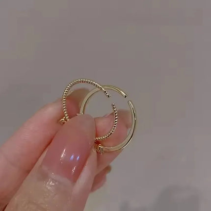Fashion Heart Shape Zircon Rings Set for Women Girls Adjustable Minimalism Luxury Gold Color Twist Ring Wedding Jewelry