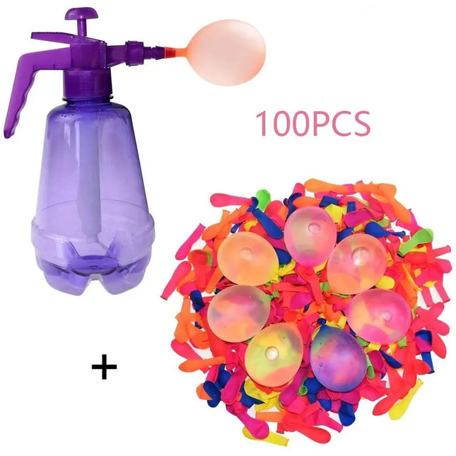 New Portable Air Water Bomb Balloon Pump With Balloons For Kids Party Outdoor Toy Balloons (Pump and Balloons Random Color)