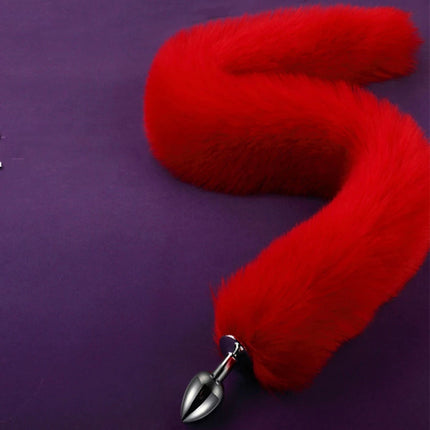 78cm Red Long Fox Tail Anal Plug Metal Butt Plug Prostate Massager Erotic Cosplay Accessories Adult Novelty Sex Toys For Couples