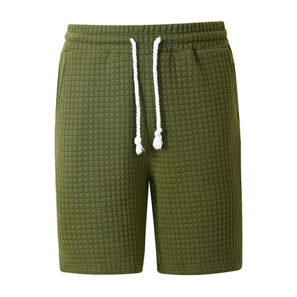 Men Waffle Textured Casual Shorts Elastic Drawstring Waist Breathable Summer Street Daily Travel Outdoor Workout Walking Shorts