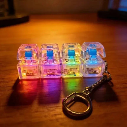 =Clickable Keyboard Keychain LED Light - Stress Anxiety Relief Fidget Toy, Portable Desktop Accessory for Office Decoration Gift