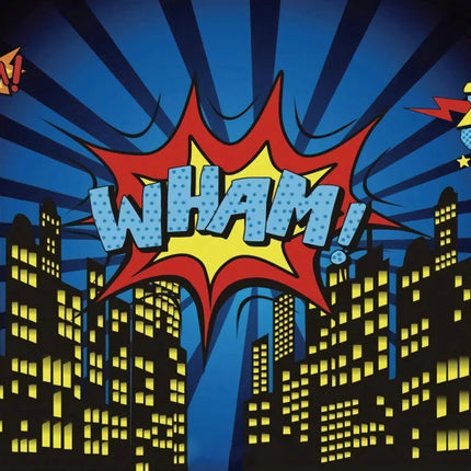 Superhero Baby Shower Birthday Backdrop City Building Super Hero Party Photography Background Photo Studio Custom Name Banner