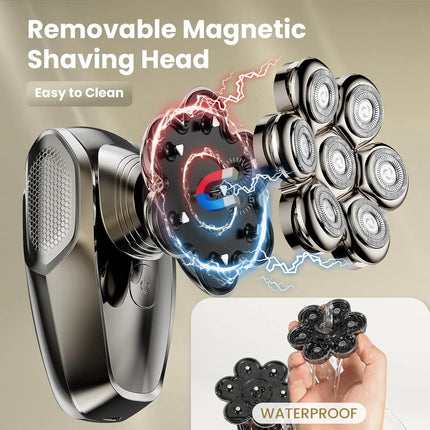 7D Head Shavers for Bald Men Detachable Head Shaver Dry Wet Bald Head Razor IPX7 Waterproof Shaving Machine with Type C Charge